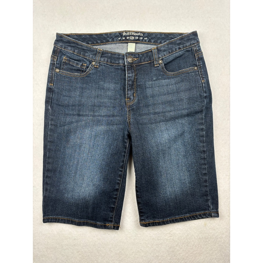 RuffHewn Womens Denim Shorts 10P Bermuda Straight Leg Stretch Casual